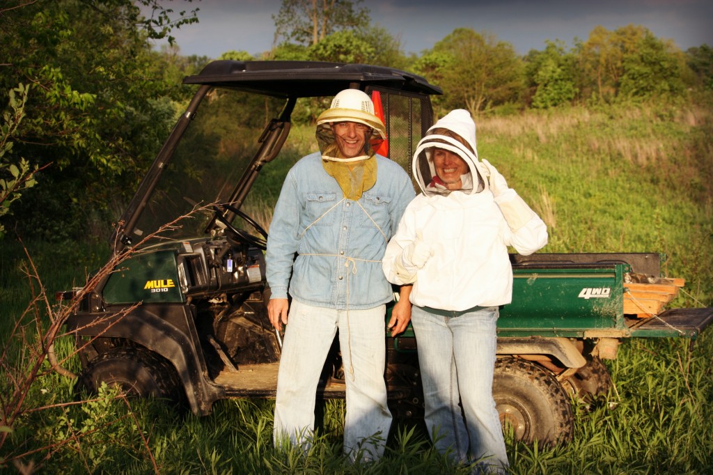 A family friend came to help me "install the bees" into their new hive.